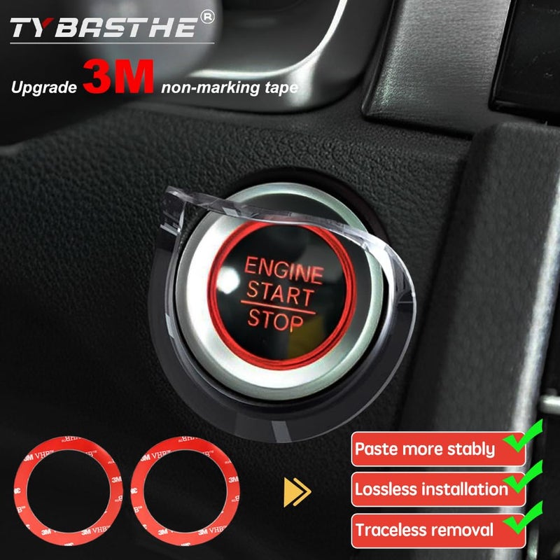 Tybasthe Original Push Start Button Metal Car Joystick Starter Engine Start Stop Cover - Cool Interior Decorations Accessories - Silver - Image 4